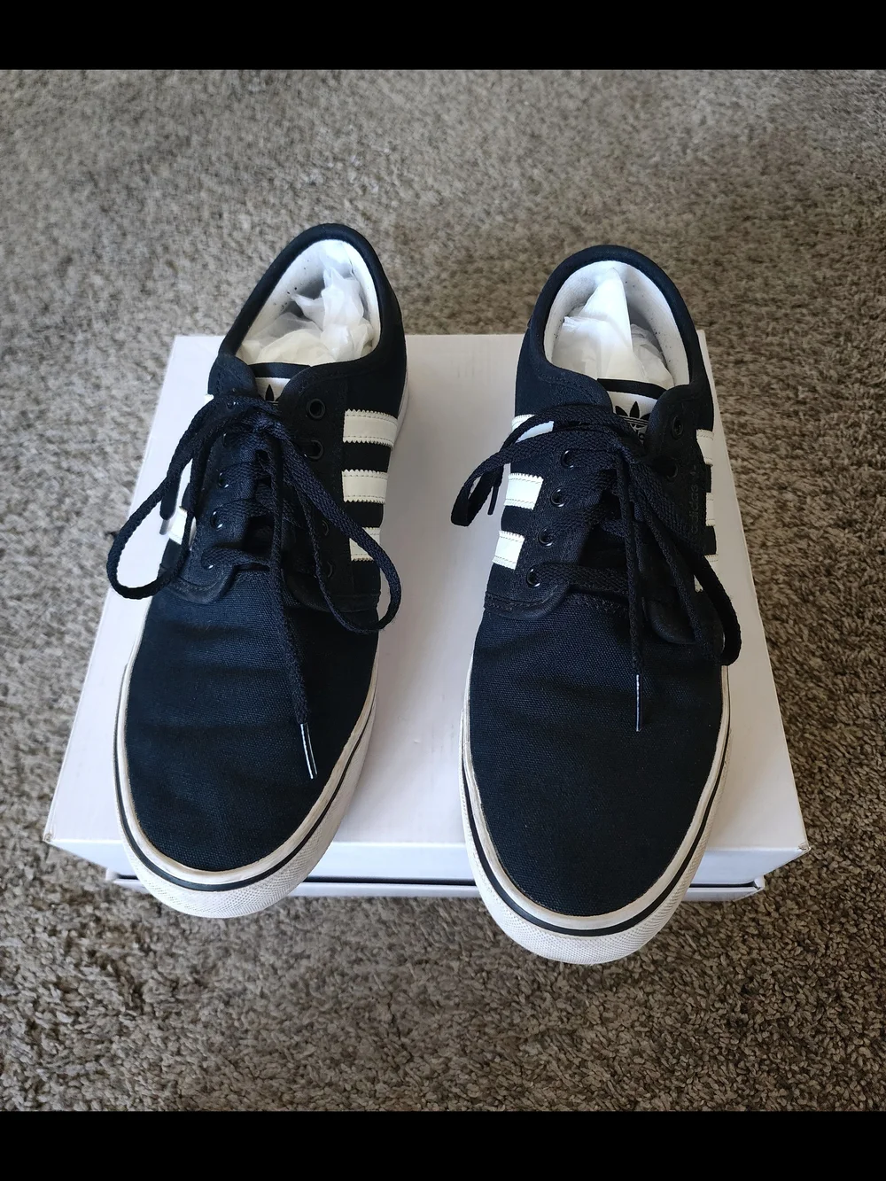 Adidas Originals Seeley Black White Canvas Skate Shoes Men's Size 10 F37427